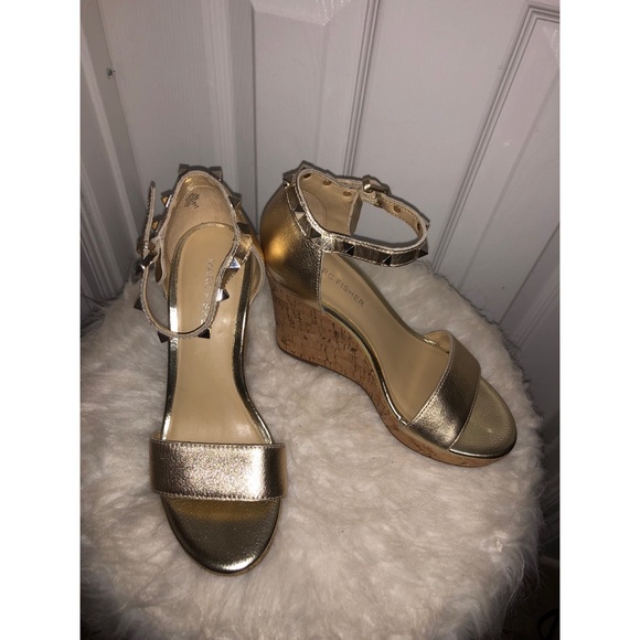 Shoes - Gold Studded Wedge Heels💛:)